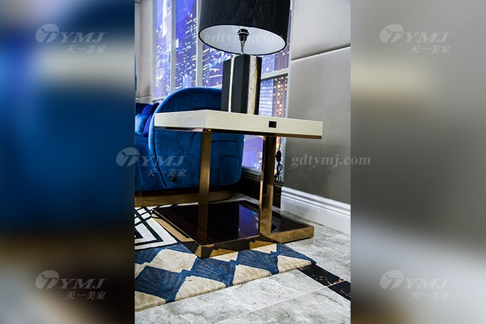 黄瓜视频免费版下载官网奢华家具品牌别墅轻奢后现代家具客厅蓝色优质绒布艺沙发组合角几