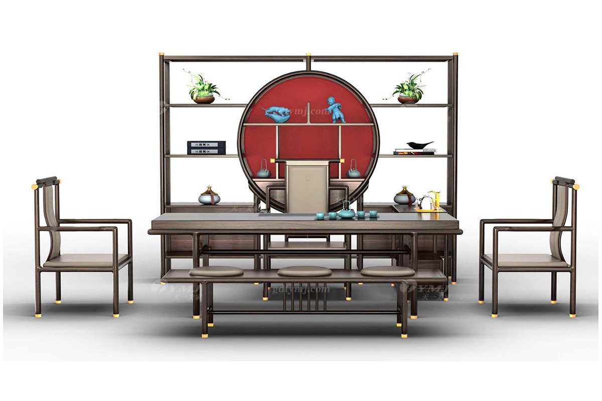 黄瓜APP官网别墅会所家具品牌家具进口乌金木实木茶室茶凳H-GJCDA-G茶凳组合